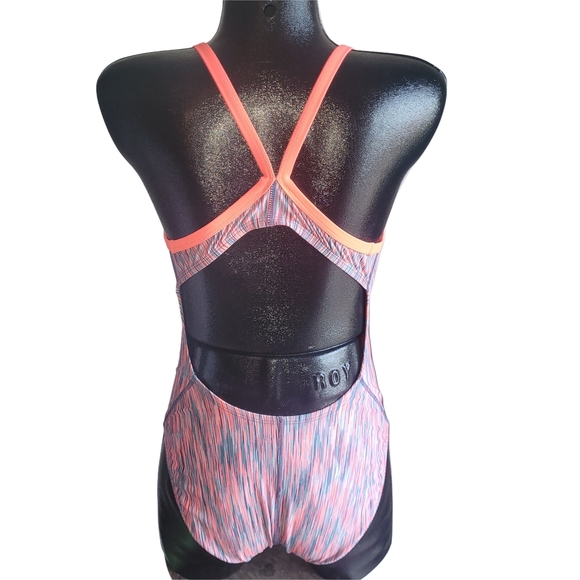 Nike Rush Heather Pink and Teal Racerback One-Piece Swimsuit 10 - Picture 3 of 4